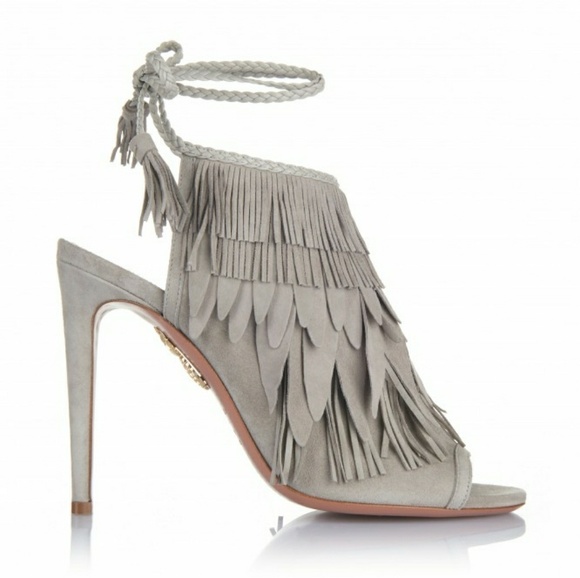 Aquazurra 'So Pocahontas 105' gray suede heels - Picture 6 of 8